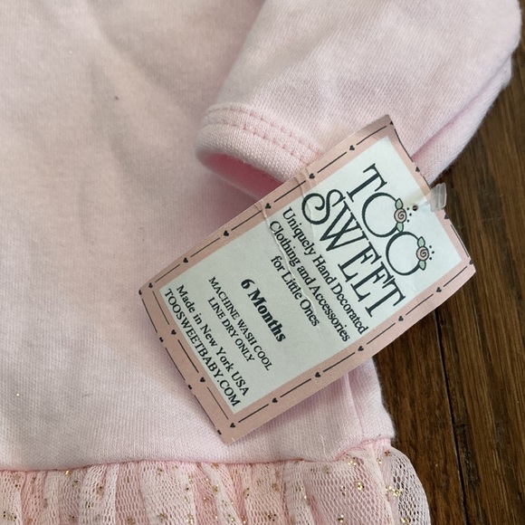 Too Sweet pink and gold coverall 6 months - Picture 2 of 8